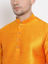 Vastramay Vastramay Men's Orange Silk Blend Curved Kurta Dhoti Set
